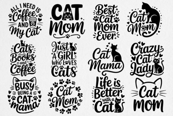 Cat Mom SVG Bundle Mother’s Day Graphics for Crafts