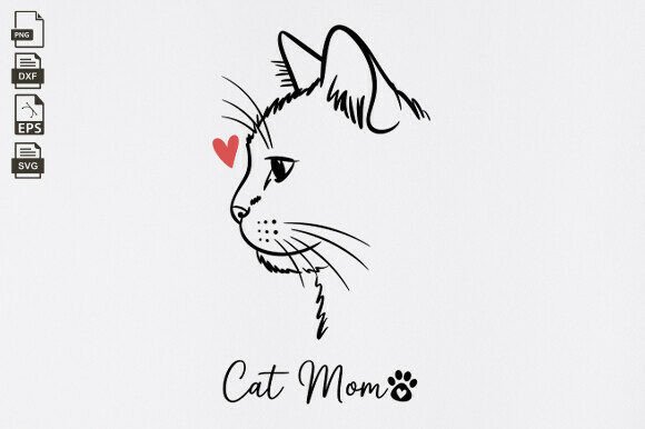 Cat Mom SVG, Cat Lover, Minimalist Cat Graphics in Crafts